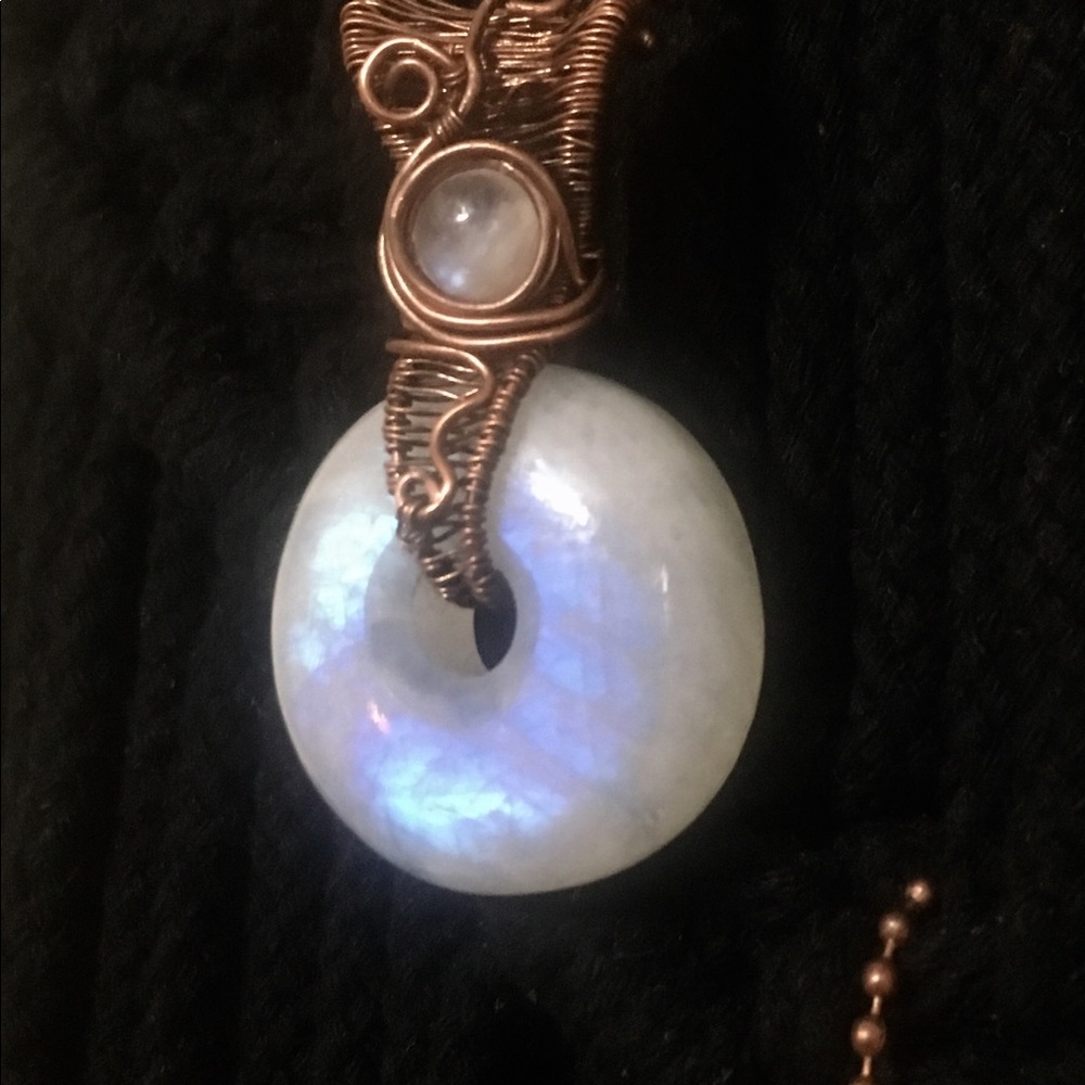 Moonstone Donut Pendant Necklace